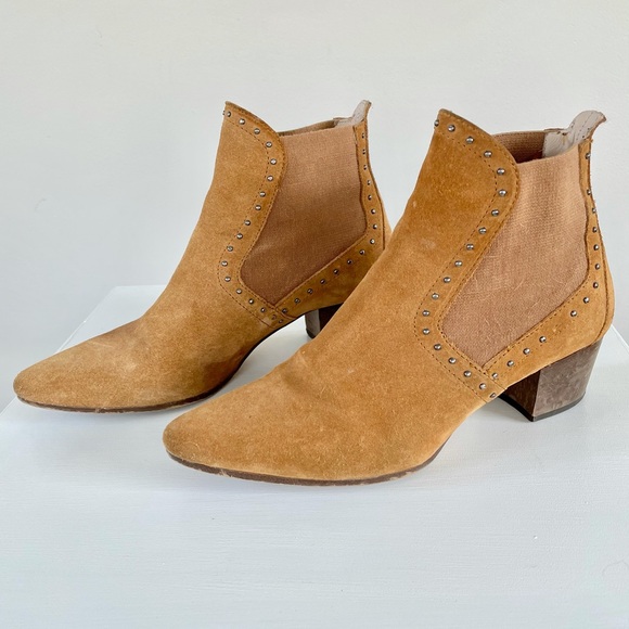 Zara Shoes - Zara Basic Collection Cognac Suede Ankle Booties